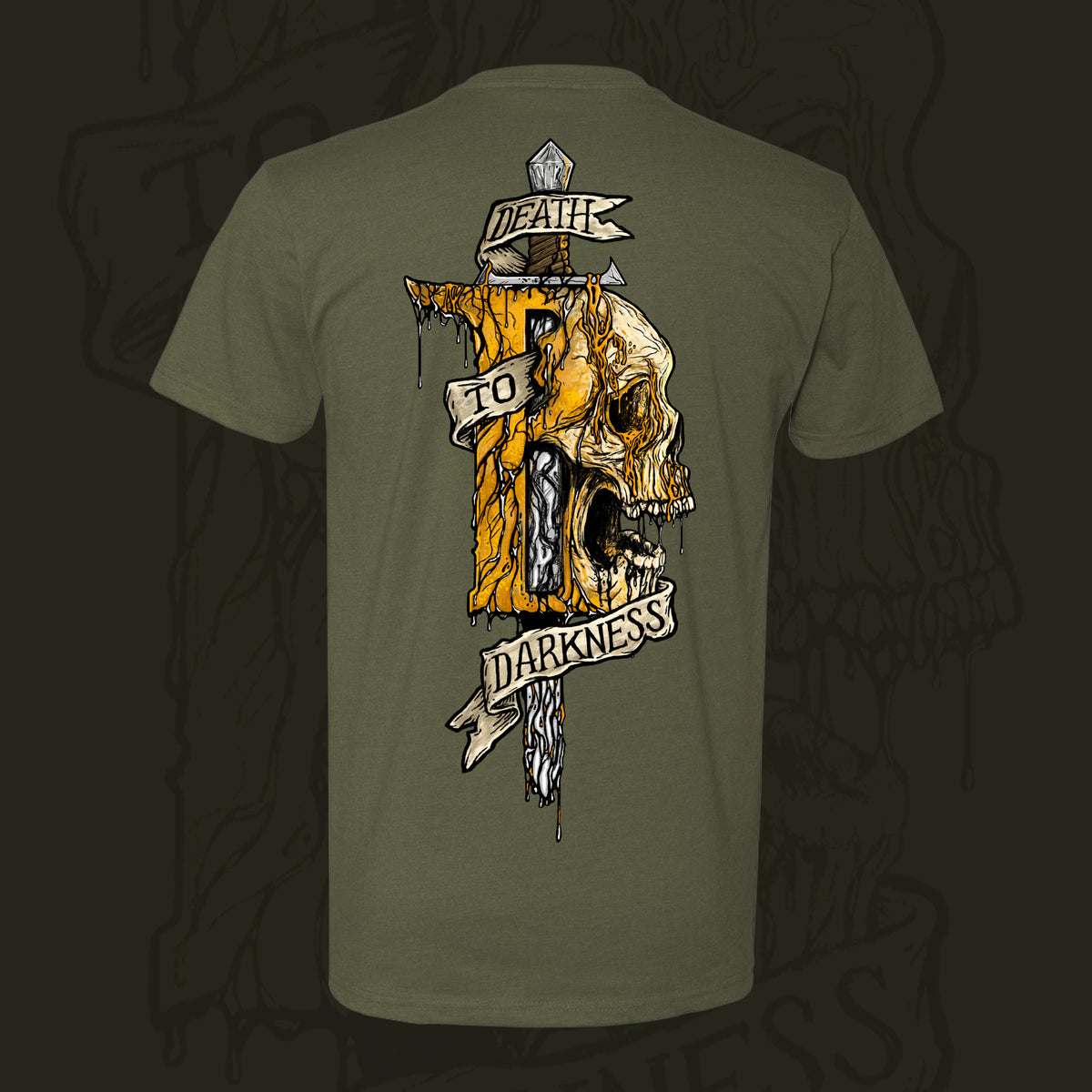 Death to Darkness tee — OD Green back